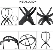 3 PCS Durable Folding Wig Stand for Solid Color Wigs - Stable Hair Clip and Display Tool, Hair Extension Holder