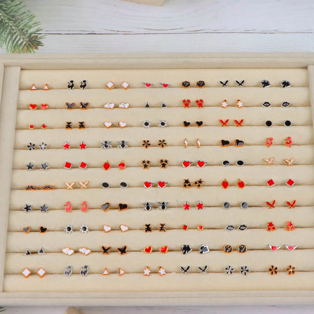 36Pairs/Lot Fashion Colorful Rhinestone Stud Earring Women Girls Animal Fruit Piercing Jewelry Wedding Party Gifts Mixed Style