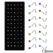 60Pcs Fashion L Shape Rhinestone Crystal Stainless Steel Nose Piercing Ear Bone Women Hypoallergenic Body Jewelry Piercing