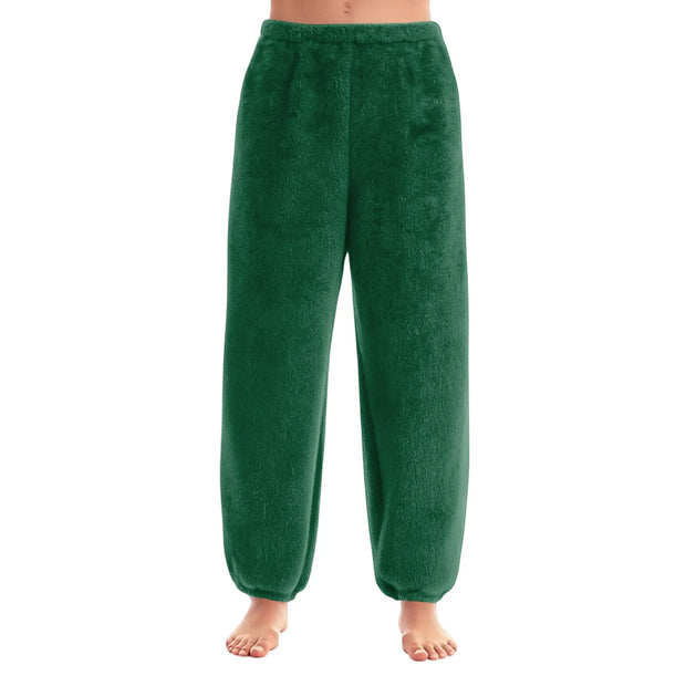 Women Comfortable Plush Sleep Bottoms Trendy Casual Solid Color Pajama Pants Female Leisure Family Daily Soft Cozy Trousers
