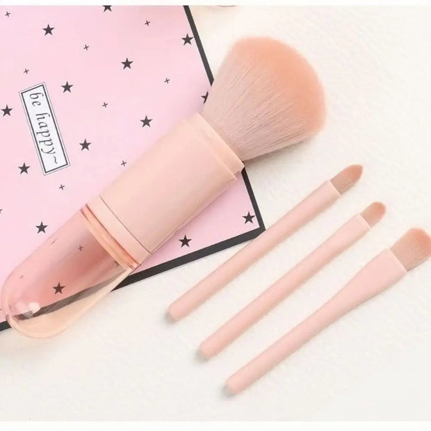 Portable Travel 4-in-1 Makeup Brush Retractable Cosmetic Brush Professional Foundation Blending Powder Eye Shadow Blush Brush