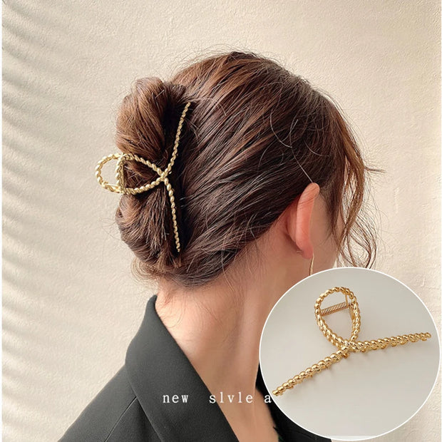 Fashion Elegant Gold Color S-shaped Metal Hairpins Hair Claw For Women Girls Korean Hair Clips Ponytail Clip Hair Accessories