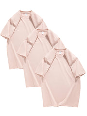 COUTUDI 100% Cotton 3 pieces Women Short Sleeve T-shirt Summer Oversize Solid Color Basic Top Casual Female Regular Fit Soft Tee