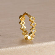 1PC 18K Gold Plated Stainless Steel Round Circle Earrings for Women Teens Cubic Zircon Star Leaf Hoop Earrings Piercing Jewelry