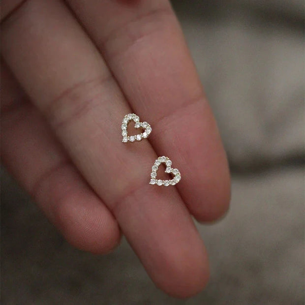 Fashion Romantic Crystal Butterfly Heart Stud Earring for Women Sweet Hypoallergenic Wedding Party  Jewelry Gifts