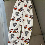 Y2K Christmas Hello Kitty Pajama Pants Anime Flannel Fashion Pants Cute Cartoon Couple Casual Loungewear Women Leisure Trousers
