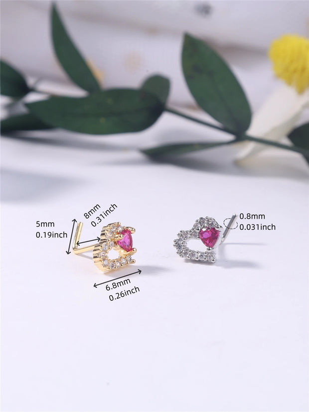 1Pcs Nose Rings Studs L Shaped Nose Rings for Women Heart Nose Nostrial Piercing Jewelry Valentine's Day Gifts