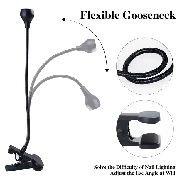 Portable LED UV Curing Light for Drying Nail Polish Gel Clip-On Flexible Desk Mini USB Nail Lamp Dryer Home User Salon Tools