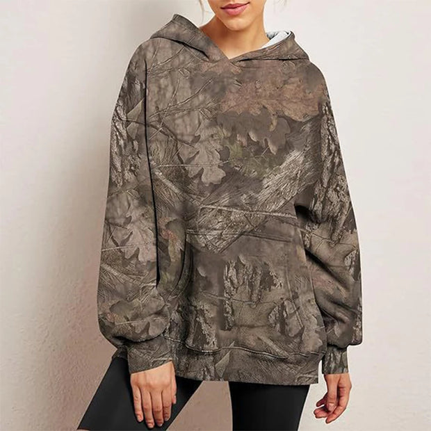 Autumn Camouflage Hoodies Maple Leaf 3D Print Women Casual Streetwear Long Sleeve Hooded Sweatshirts Pullovers Female Clothing