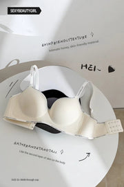 Trendy 2Pcs/Set Women's Seamless Solid Color Bras Sexy Letter Straps Wireless Push Up Underwear New Ladies Deep V Neck Brassiere