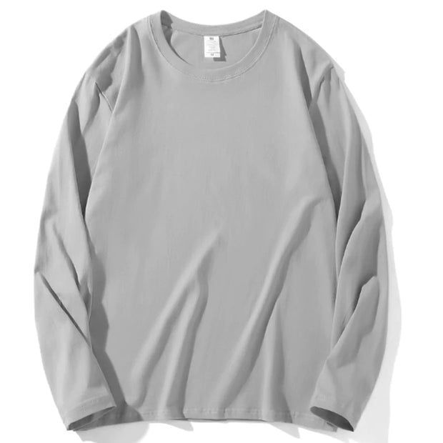 2024 Autumn Women Leisure Cotton Daily Long Sleeve Tops Lady Versatile Round Neck Baggy Clothes Female Concise Solid T-shirts