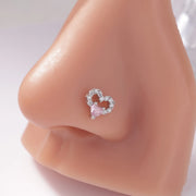 1Pcs Nose Rings Studs L Shaped Nose Rings for Women Heart Nose Nostrial Piercing Jewelry Valentine's Day Gifts