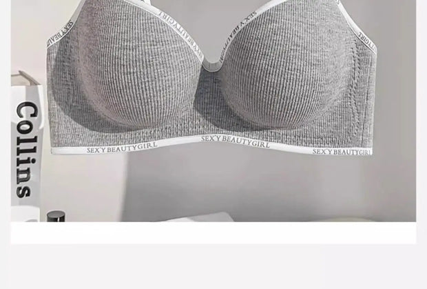 6cm Thickened Push-Up Bra for Small Chest Wireless No Steel Ring Anti-Slip Pads Seamless Invisible Adjustable Straps