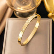 Trendy Shining Zircon Bracelets For Women Clover Print Love Pulseiras Stainless Steel Bangles Feminina Jewelry Gift