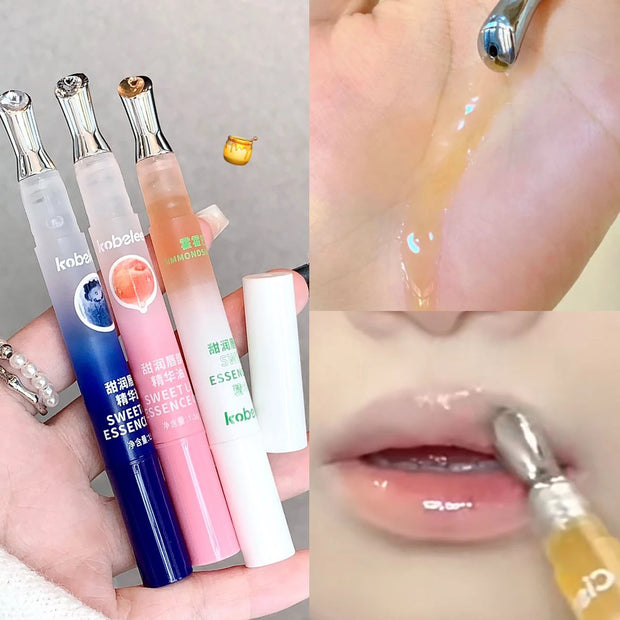 Peach Lip Oil Hydrating Mirror Lip Gloss Moisturizing Non-sticky Lip Tint Lips Plumper Autumn and Winter Lips Care Serum Primer