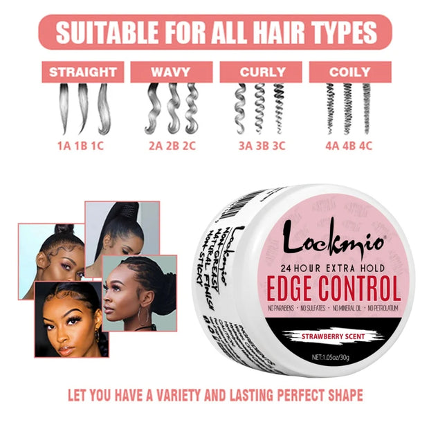 Women and Kid 30g Edge Control Gel Long Lasting Hold Control Wax Natural Finishing Anti-frizz Hair Wax Smoothing Styling Pomade