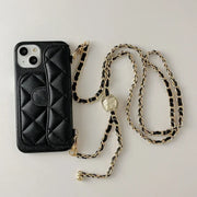 Crossbody Phone Case for IPhone 16 Pro Max 15 14 Plus 13 12 11 Card Holder Wallet Adjust Lanyard Shoulder Strap Leather Cover