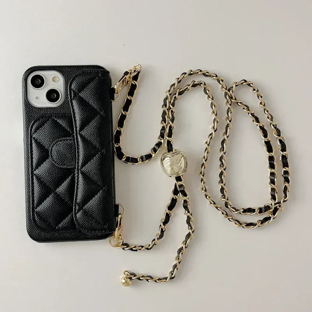 Crossbody Phone Case for IPhone 16 Pro Max 15 14 Plus 13 12 11 Card Holder Wallet Adjust Lanyard Shoulder Strap Leather Cover
