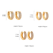 New Gold Plated Huggie Earrings with CZ Zircon Thin Ear Hoops Cartilage Earring for Women Round Minimal Earring Piercing Jewelry