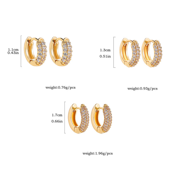 New Gold Plated Huggie Earrings with CZ Zircon Thin Ear Hoops Cartilage Earring for Women Round Minimal Earring Piercing Jewelry