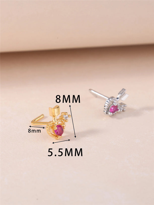 1Pcs Nose Rings Studs L Shaped Nose Rings for Women Heart Nose Nostrial Piercing Jewelry Valentine's Day Gifts