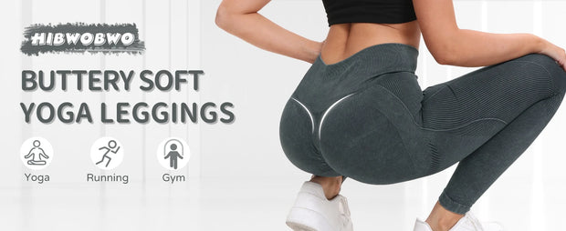 2 Pack Women's High Waisted Sexy Butt Lifting Seamless Solid Color Yoga Leggings Elastic And Breathable Fitness Sports Pants