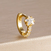 1PC 18K Gold Plated Stainless Steel Round Circle Earrings for Women Teens Cubic Zircon Star Leaf Hoop Earrings Piercing Jewelry