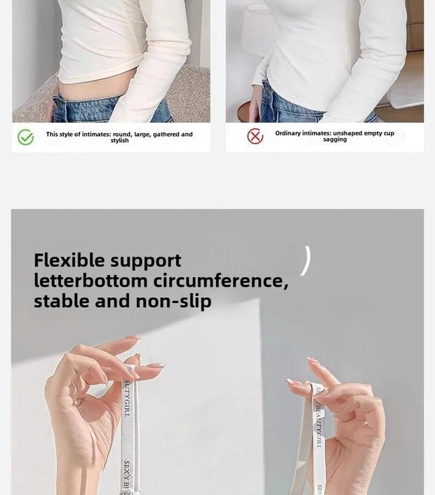 6cm Thickened Push-Up Bra for Small Chest Wireless No Steel Ring Anti-Slip Pads Seamless Invisible Adjustable Straps