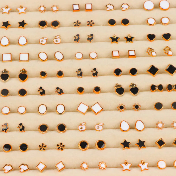 36Pairs/Lot Fashion Colorful Rhinestone Stud Earring Women Girls Animal Fruit Piercing Jewelry Wedding Party Gifts Mixed Style