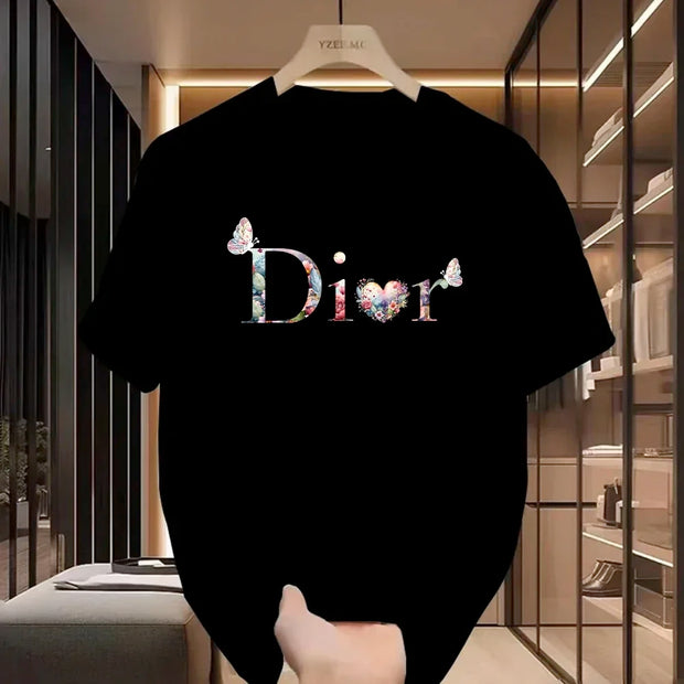 Women Casual T-Shirt Harajuku Y2k Designer Ladies Luxury Tees Female Vintage Trendy Pullover T Shirts