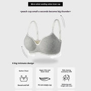 Trendy 2Pcs/Set Women's Seamless Solid Color Bras Sexy Letter Straps Wireless Push Up Underwear New Ladies Deep V Neck Brassiere