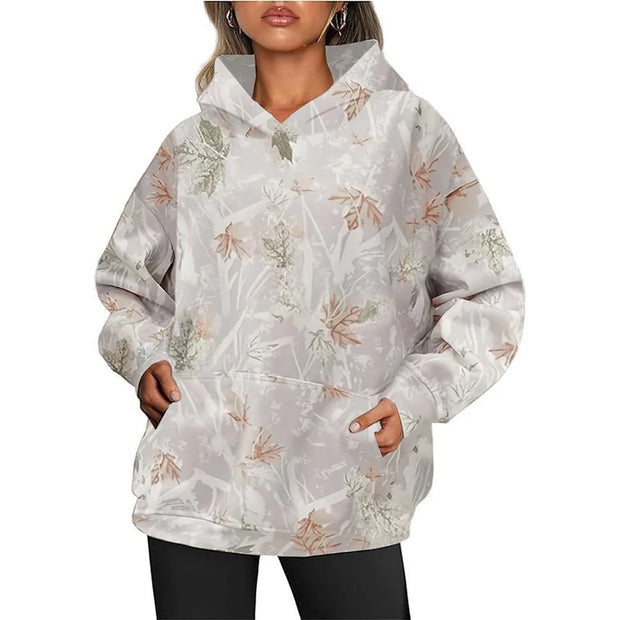 Autumn Camouflage Hoodies Maple Leaf 3D Print Women Casual Streetwear Long Sleeve Hooded Sweatshirts Pullovers Female Clothing