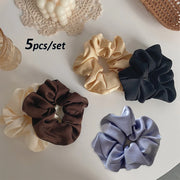 Women Silk Scrunchie Elastic Handmade Multicolor Hair Band Ponytail Holder Headband Hair Accessories 1PC Satin Silk Solid Color