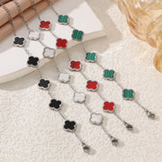 Fashionable New Style Four-Leaf Clover Stainless Steel 18K Gold-Plated Bracelet with Mother-of-Pearl, Non-Fading Jewelry