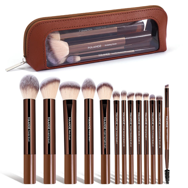MAANGE 13pcs Makeup Brushes with Storage Bag Soft Fluffy Cosmetic Foundation Powder Eyeshadow Kabuki Blending Beauty Tool Makeup