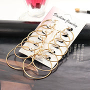12Pairs/6Pairs Simple Punk Hoop Earrings Set Big Circle Earrings Jewelry for Women Girls Ear Hoops Earring Round Oversized