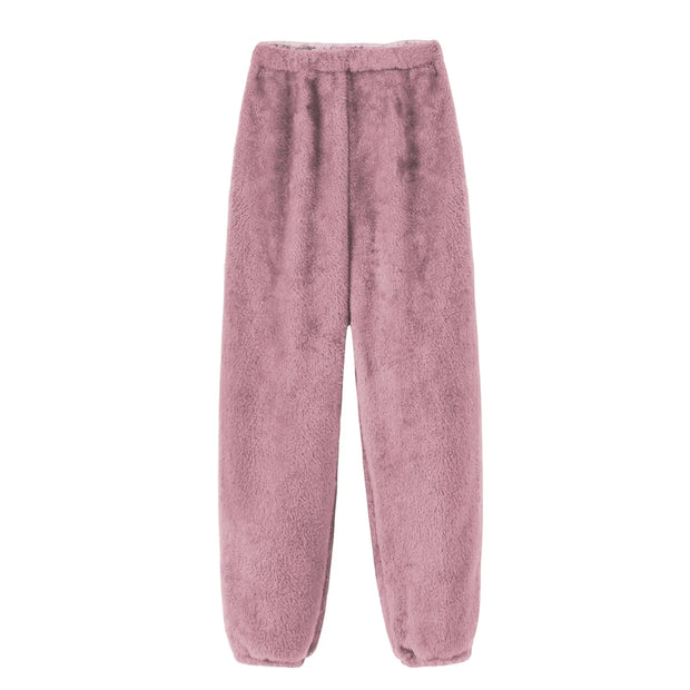Women Comfortable Plush Sleep Bottoms Trendy Casual Solid Color Pajama Pants Female Leisure Family Daily Soft Cozy Trousers