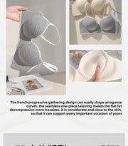 6cm Thickened Push-Up Bra for Small Chest Wireless No Steel Ring Anti-Slip Pads Seamless Invisible Adjustable Straps