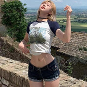 Summer Korean Sexy Low Waist Women Denim Shorts American Lady Y2K Elastic Slim Fit Hot Pants Female Embroidery Wrapping Jeans