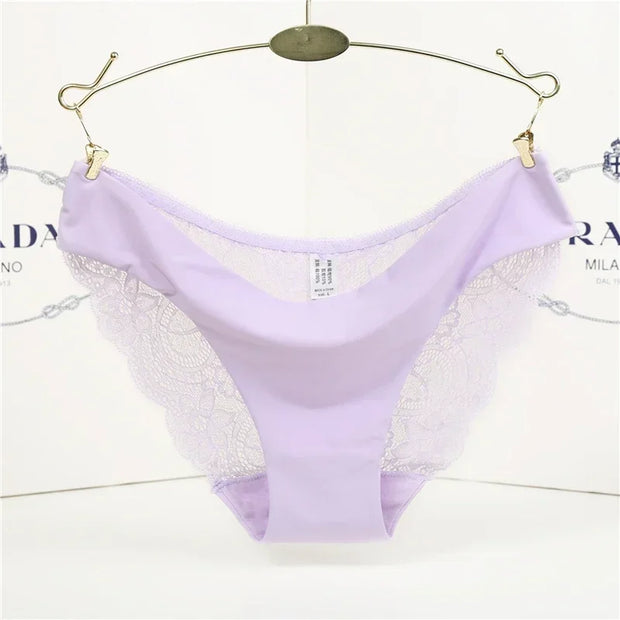 Women's Sexy Lace Panties Seamless Cotton Breathable Briefs Girls Transparent Underpants Plus Size Brand Underwear 1 Piece