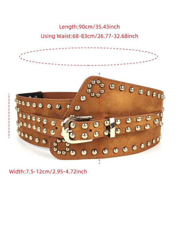 New 2023 European and American style women's wide waistband fashionable retro elastic elastic waistband dress with waistband dec