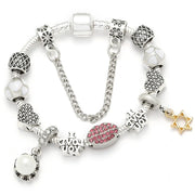 Silver Plated Charm Bracelet & Bangle With Key Lock Crystal Pendant Ball Bracelet For Women Wedding Valentine's Day Jewelry Gift