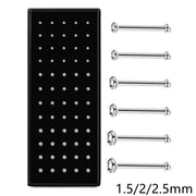 60Pcs Fashion L Shape Rhinestone Crystal Stainless Steel Nose Piercing Ear Bone Women Hypoallergenic Body Jewelry Piercing