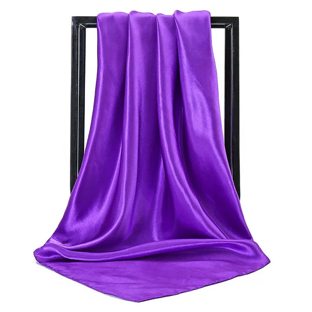 Luxury Brand Silk Scarf Women Satin Solid color Hijab Scarves Muslim Pareo Bandana Female Shawl Wrap Headband Foulard 90*90cm