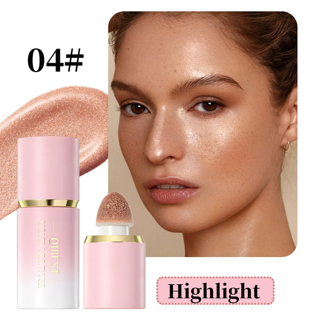 QIBEST Matte Face Liquid Blusher Smooth Cheek Eye Blush Highlighter Multi-Use Stick Rouge Lasting Liquid Contour Bronzer Makeup