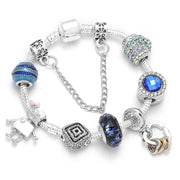 Silver Plated Charm Bracelet & Bangle With Key Lock Crystal Pendant Ball Bracelet For Women Wedding Valentine's Day Jewelry Gift