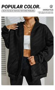 2025 Women Fleece Zip Up Hoodies Running Sports Sweatshirts Fashion Female Classic Casual Zipper Jackets Y2k Hip Hop Streetwear