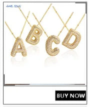MHS.SUN Gold Plated Balloon 26 Letter Necklaces Copper Zircon Bubble Initial Pendant Chunky Women Personality Chain Jewelry