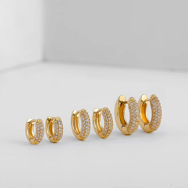 New Gold Plated Huggie Earrings with CZ Zircon Thin Ear Hoops Cartilage Earring for Women Round Minimal Earring Piercing Jewelry