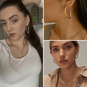 New 24 Pairs Earrings Set for Women Gold Color Bohemia Vintage Pearl Circle Geometric Hoop Earring Trendy Luxury Jewelry Gifts